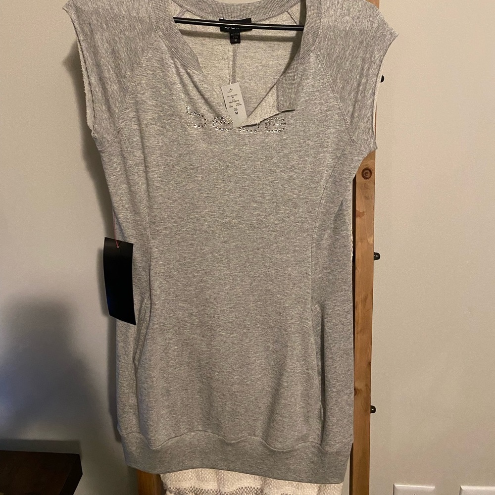 bebe Sweatshirt Dress, Size M, Grey
